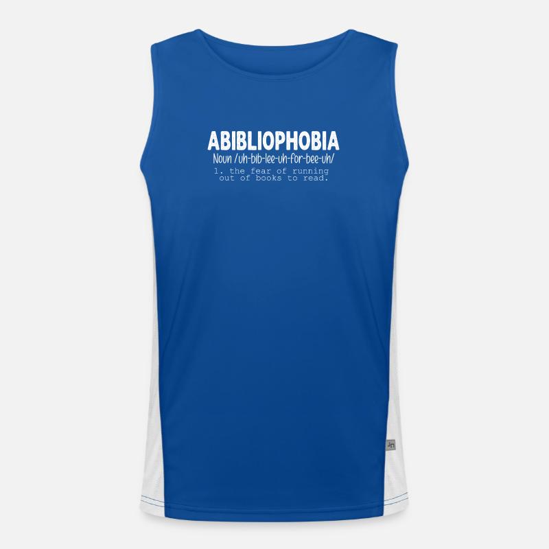 Abibliophobia - Funny Reading Bookworm Reader Gift Men's Functional Contrast Tank Top 