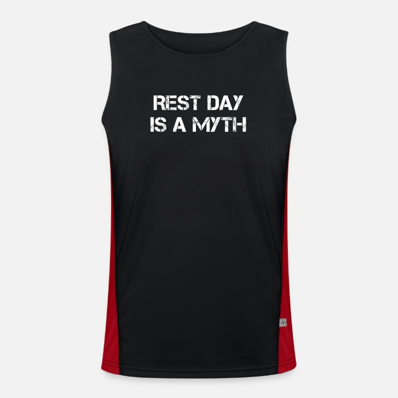Rest Day Is a Myth - Men's Functional Contrast Tank Top - black/red