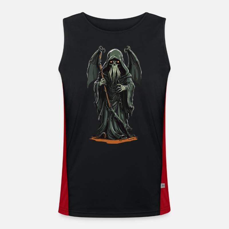 Druids Grim Reaper Tentacle Horror Halloween Men's Functional Contrast Tank Top 