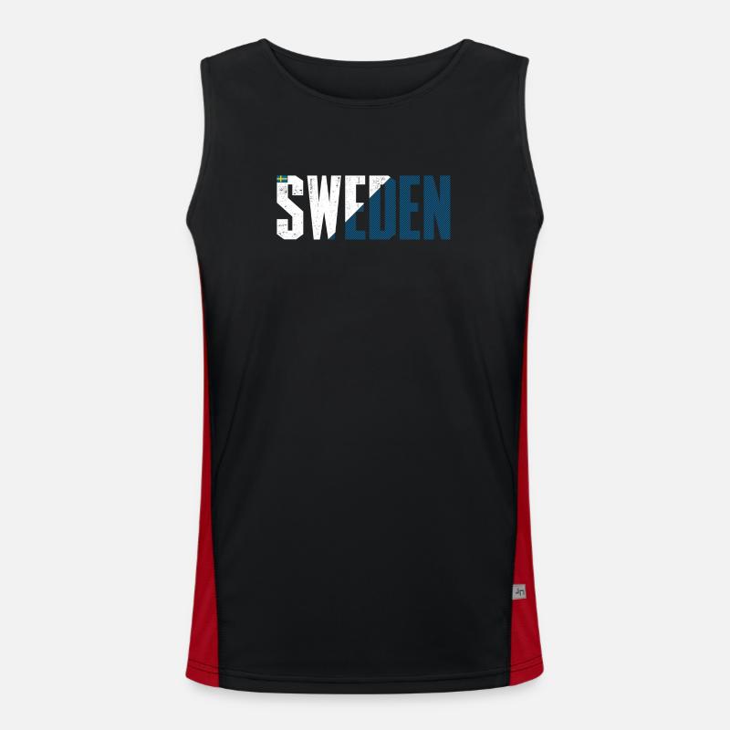 Sweden Bold Flag Typography - Men's Functional Contrast Tank Top - black/red