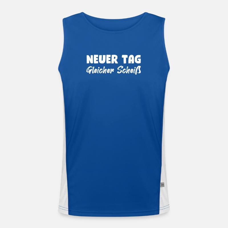 Neuer Tag, gleicher Scheiß Funktionelles Kontrast-Tank Top für Männer 