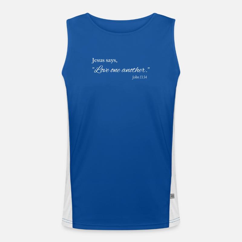 Love One Another – Christlicher Glaube Funktionelles Kontrast-Tank Top für Männer 