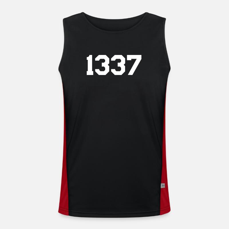 1337 – White Text Design - Men's Functional Contrast Tank Top  - black/red