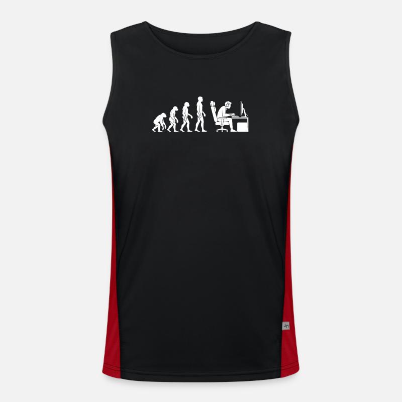 Evolution ends at the desk - Men's Functional Contrast Tank Top  - black/red