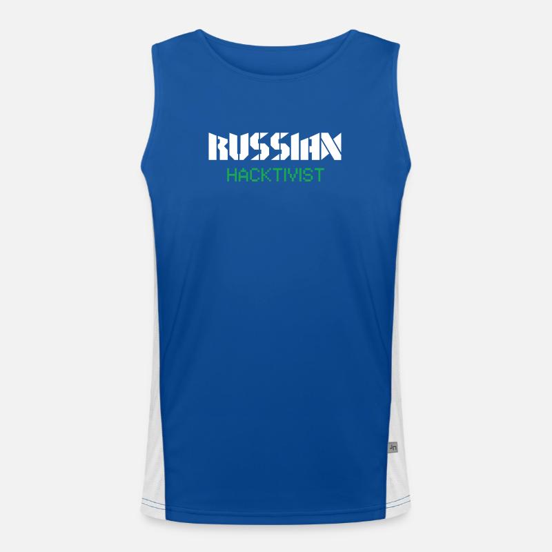 Russian Hacktivist Cyber Security Design Men's Functional Contrast Tank Top 