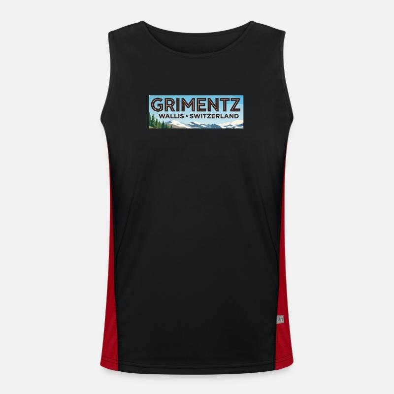 Grimentz Panorama Schweiz Funktionelles Kontrast-Tank Top für Männer 