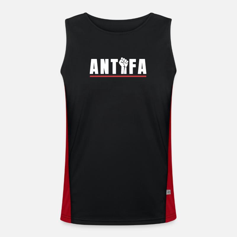 Antifa Protestfist Antifascist Statement - Men's Functional Contrast Tank Top  - black/red