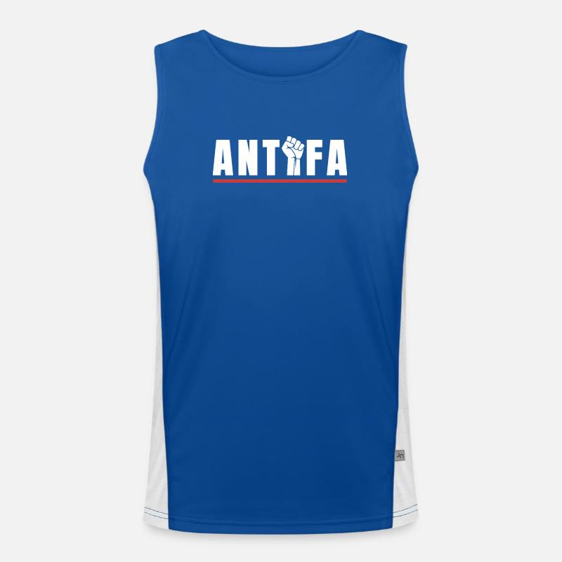 Antifa Protestfist Antifascist Statement Men's Functional Contrast Tank Top 