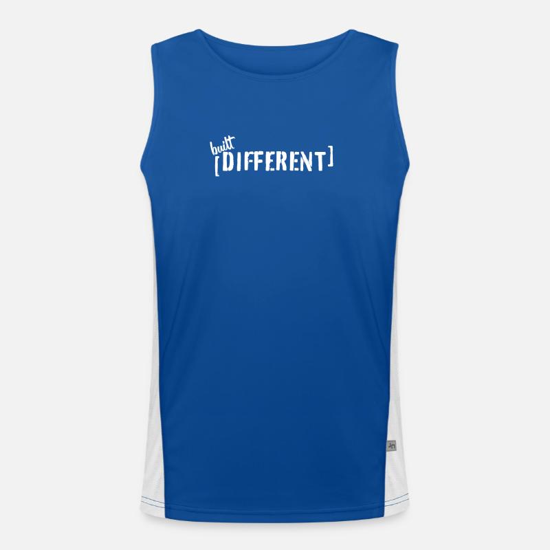 Built Different – Typo Statement Trend Spruch Funktionelles Kontrast-Tank Top für Männer 
