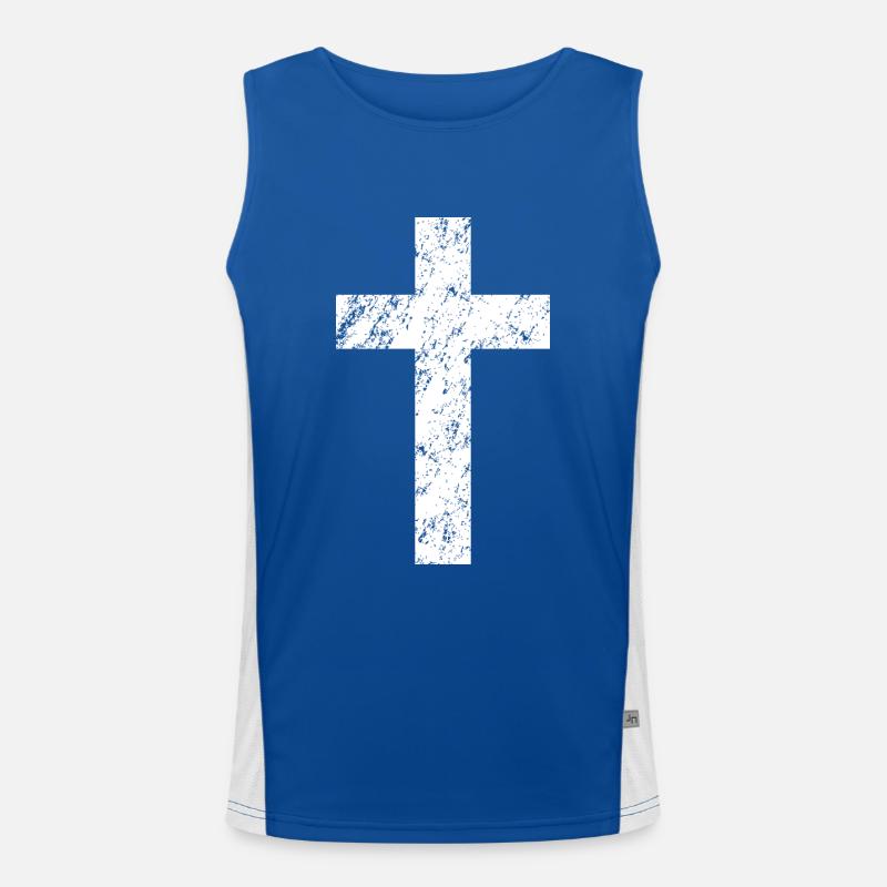 Croix chrétienne avec un effet usé Débardeur respirant contrasté Homme 