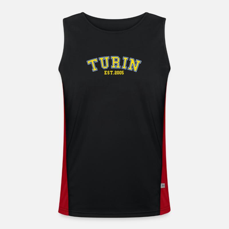 Turin Est.2005  - Men's Functional Contrast Tank Top  - black/red