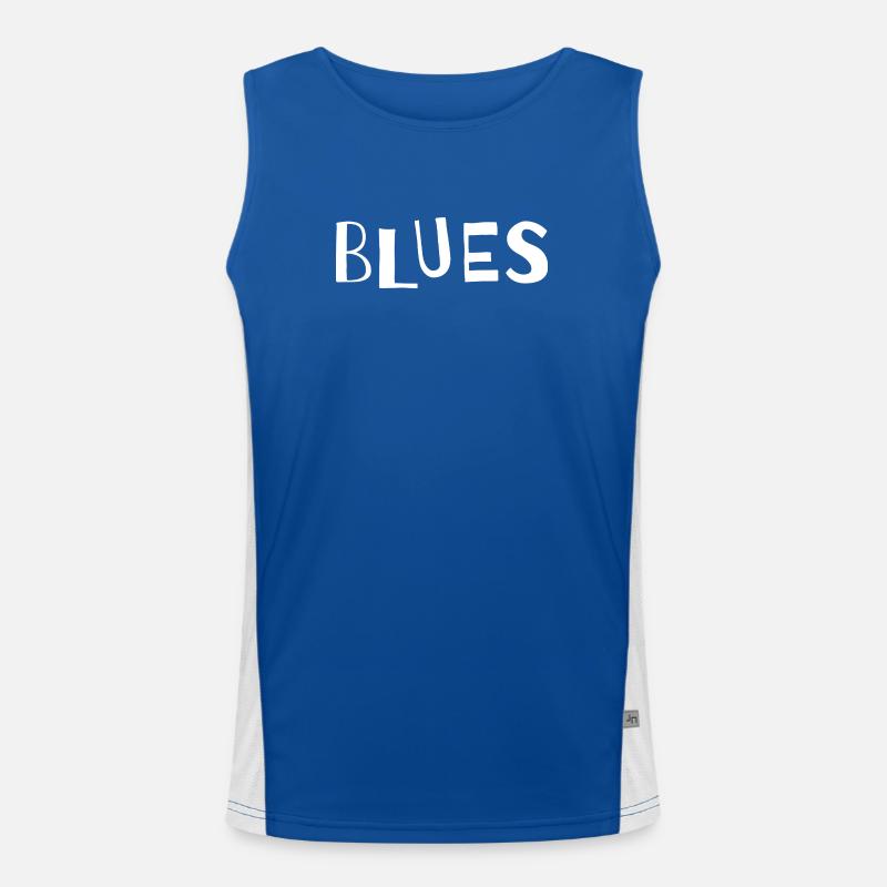 Distressed Blues Typography Men's Functional Contrast Tank Top 