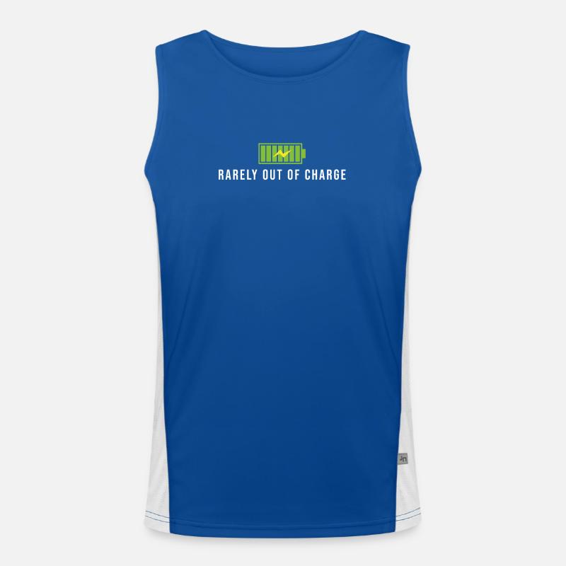 rarely out off charge e bike akku e-auto spruch Funktionelles Kontrast-Tank Top für Männer 