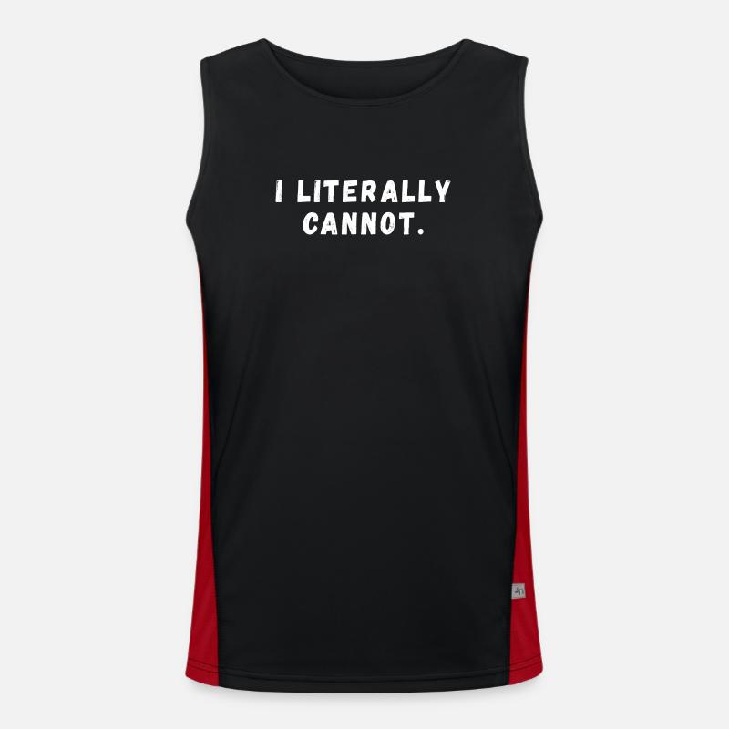 I Literally Cannot Funny Slogan - Men's Functional Contrast Tank Top  - black/red