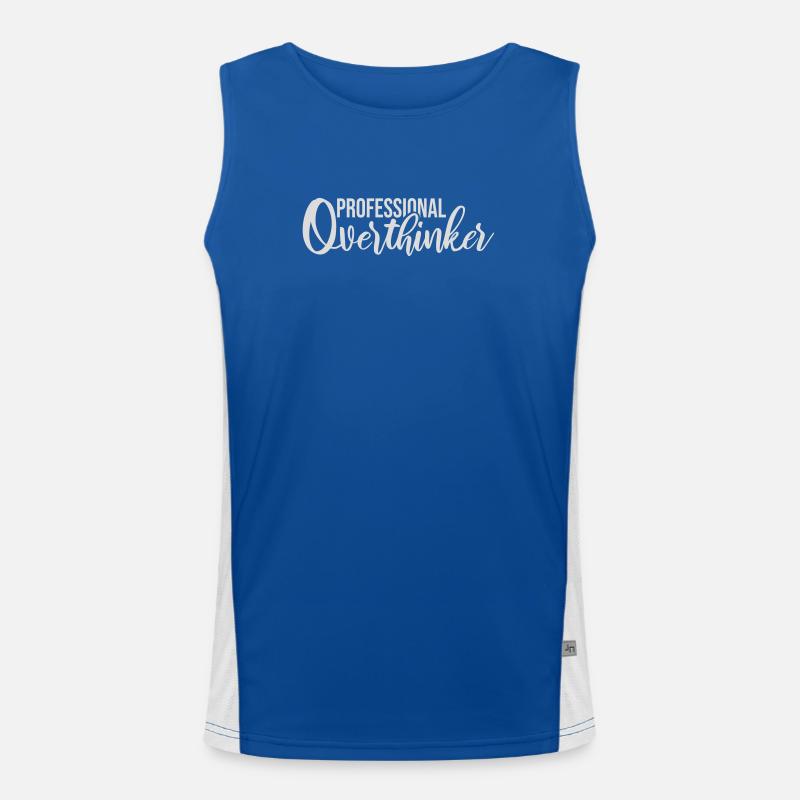 Professional Overthinker Funny Brooding Anxiety Logo Men's Functional Contrast Tank Top 