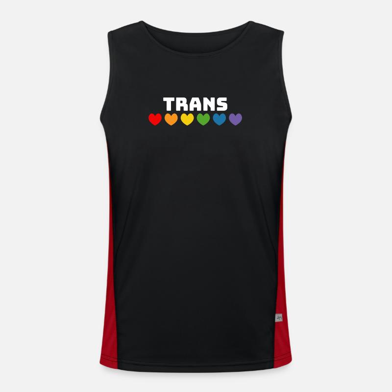 Rainbow heart trans white - Men's Functional Contrast Tank Top  - black/red