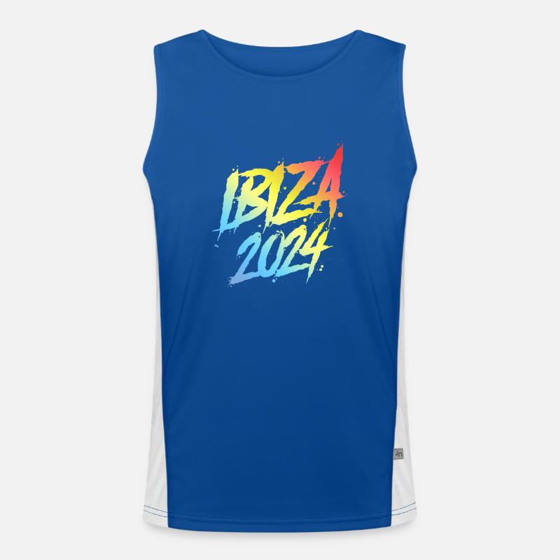 Ibiza 2024 Bunt Urlaub Team Funktionelles Kontrast-Tank Top für Männer 