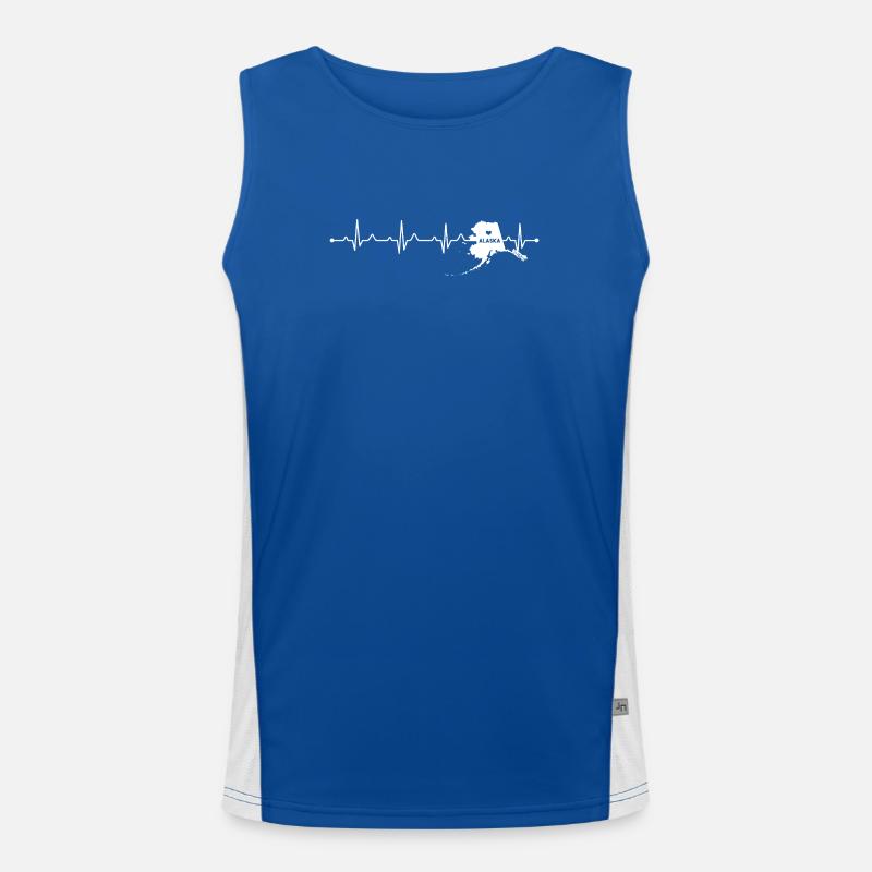 Title: Alaska Heartbeat Map Silhouette Home State  Men's Functional Contrast Tank Top 