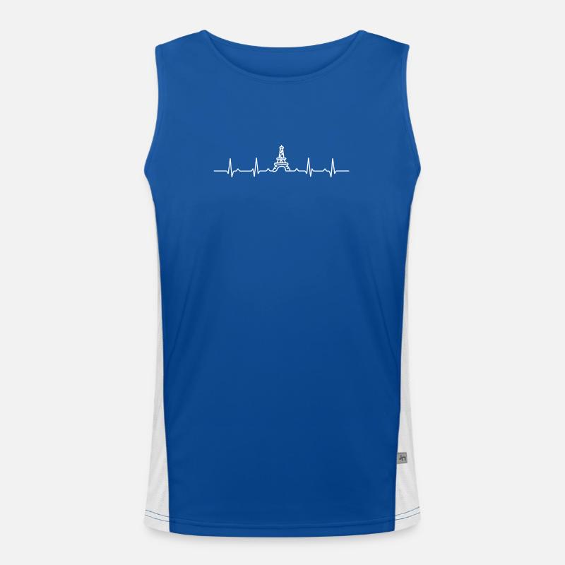 Herzschlag Eiffelturm Funktionelles Kontrast-Tank Top für Männer 