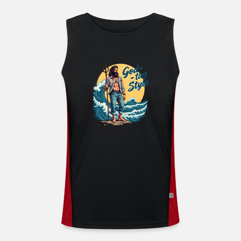 God Tier Style - Hipster Poseidon Men's Functional Contrast Tank Top 