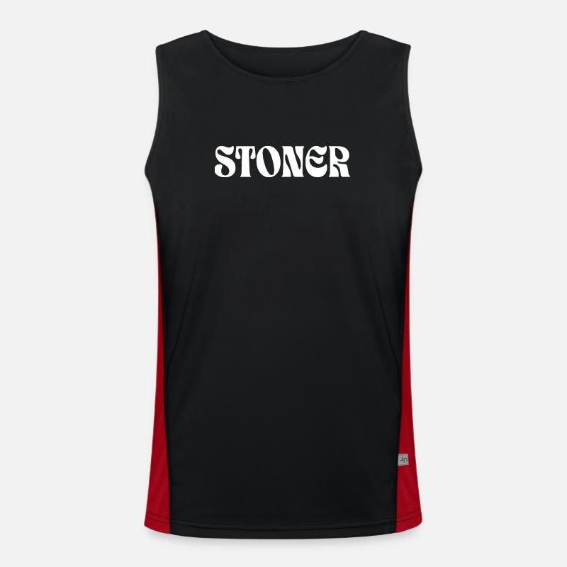 Psychedelic Stoner Glyphs Tee - Men's Functional Contrast Tank Top  - black/red