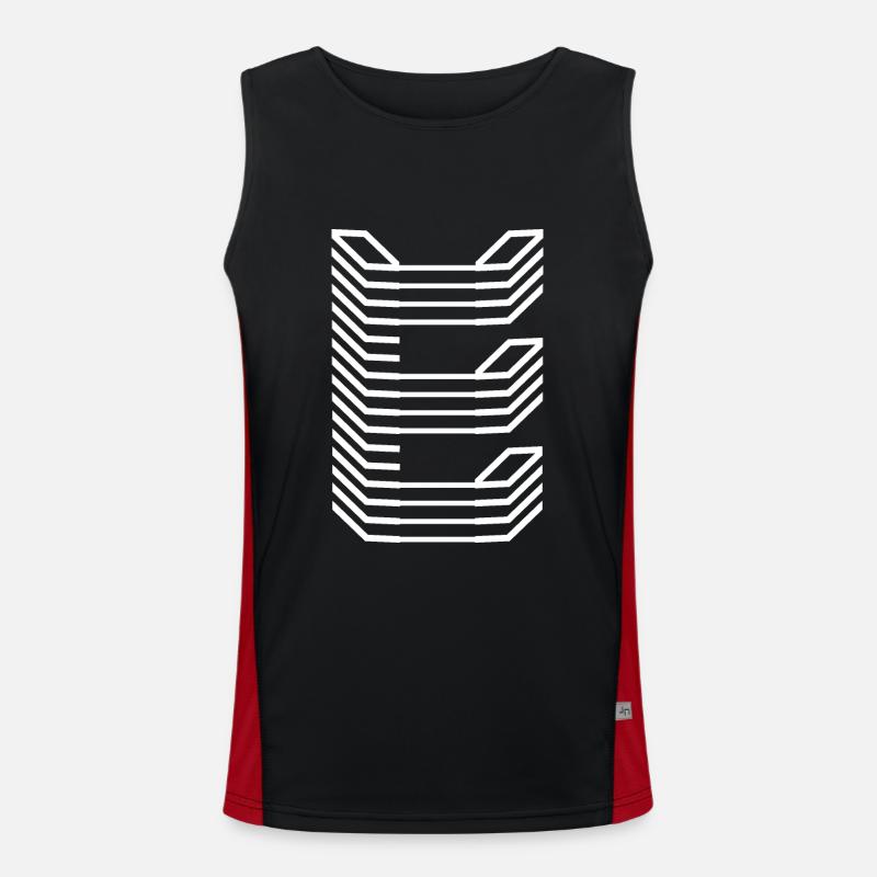 Unique Letter E Logo Design « Blanc » Débardeur respirant contrasté Homme 