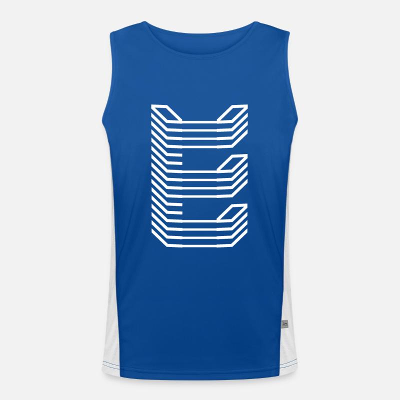 Unique Letter E Logo Design "White" Men's Functional Contrast Tank Top 