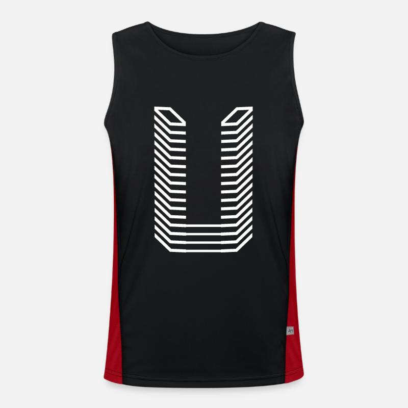 Unique Letter U Logo Design "White" Men's Functional Contrast Tank Top 