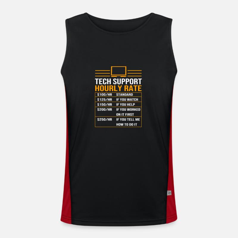 Tech Support - Men's Functional Contrast Tank Top  - black/red