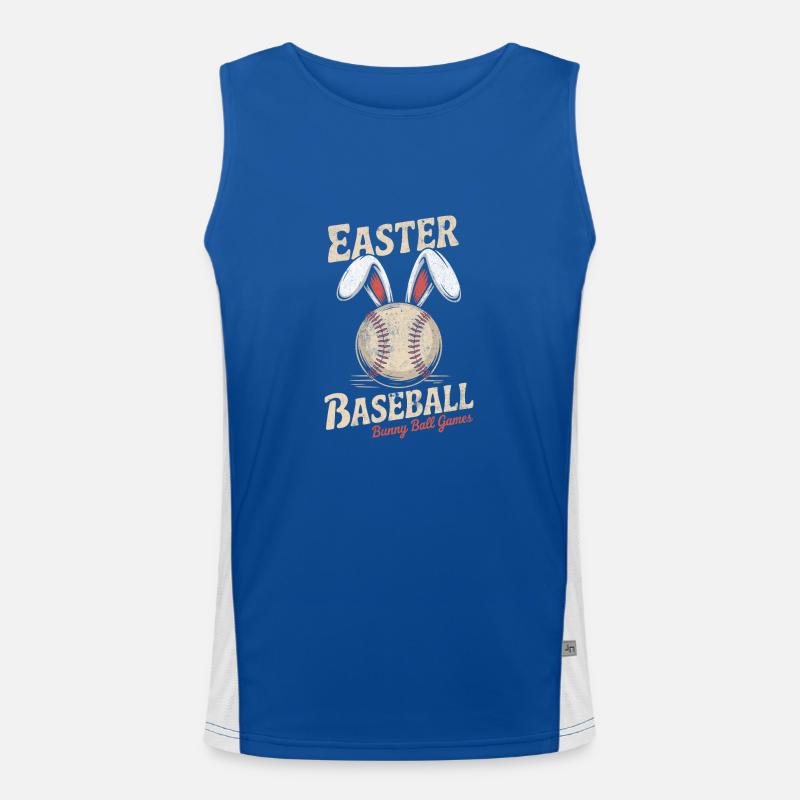 Baseball with Bunny Ears Easter Design Men's Functional Contrast Tank Top 