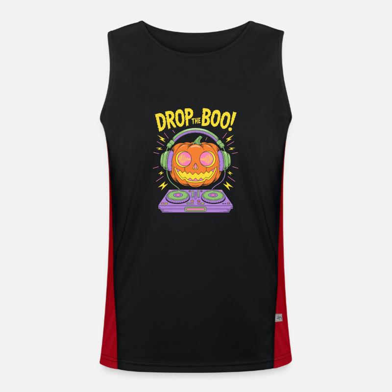 drop the boo EDM HalloweenDJ Pumpkin Men's Functional Contrast Tank Top 