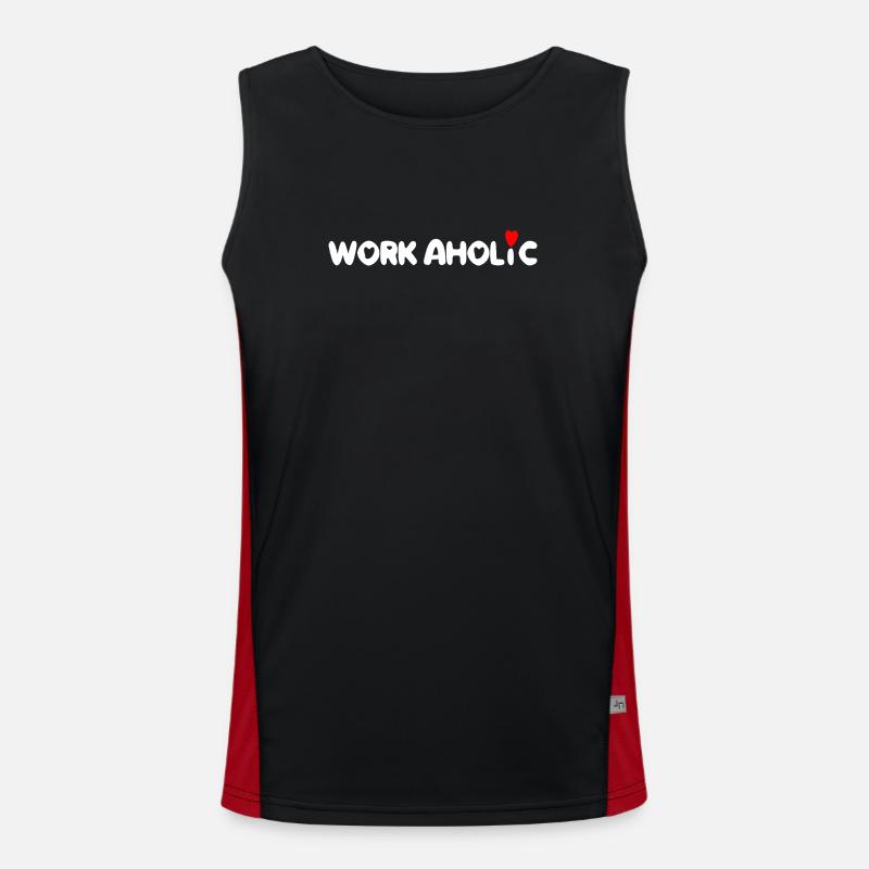 worker workaholic work - Men's Functional Contrast Tank Top  - black/red