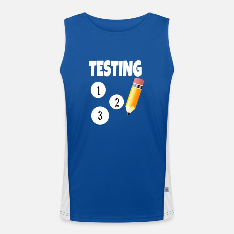 Testing 123 with pencil Men's Functional Contrast Tank Top 