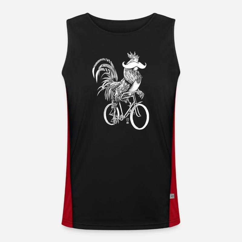 Rooster & Bicycles - white version - Men's Functional Contrast Tank Top  - black/red