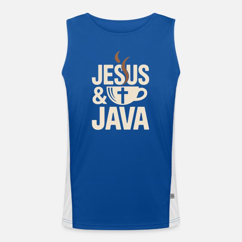 Jesus and coffee for Christians Men's Functional Contrast Tank Top 