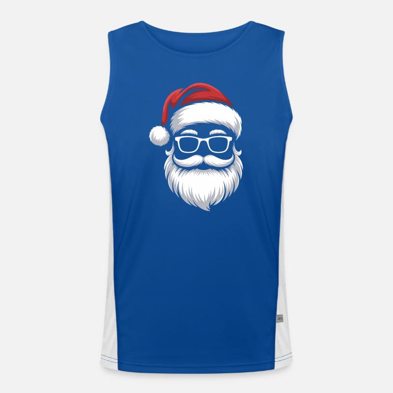 Weihnachtsmann mit Schnurrbart Brille Funktionelles Kontrast-Tank Top für Männer 