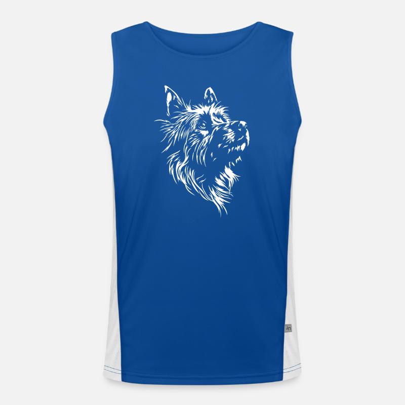 Australian Terrier Silhouette Hunde Hund Wilsigns Funktionelles Kontrast-Tank Top für Männer 