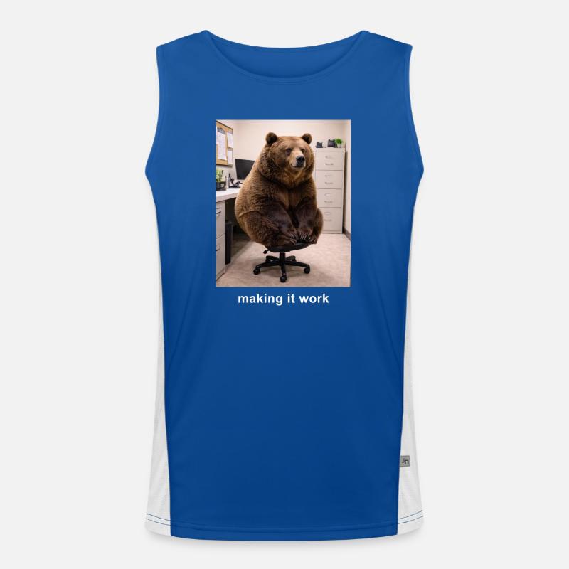 Making It Work Bear Meme Funny Work Humor Funktionelles Kontrast-Tank Top für Männer 