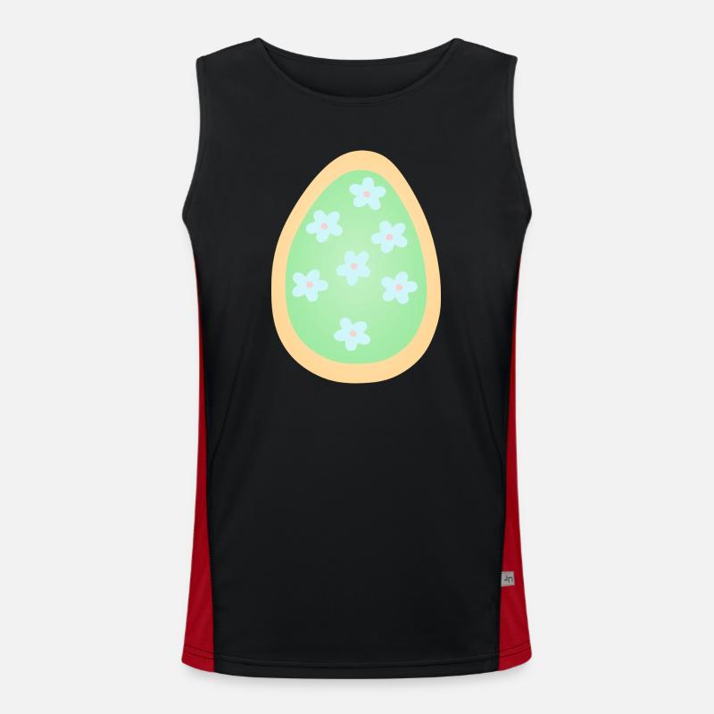 Pastel Floral Egg Pattern - Men's Functional Contrast Tank Top  - black/red