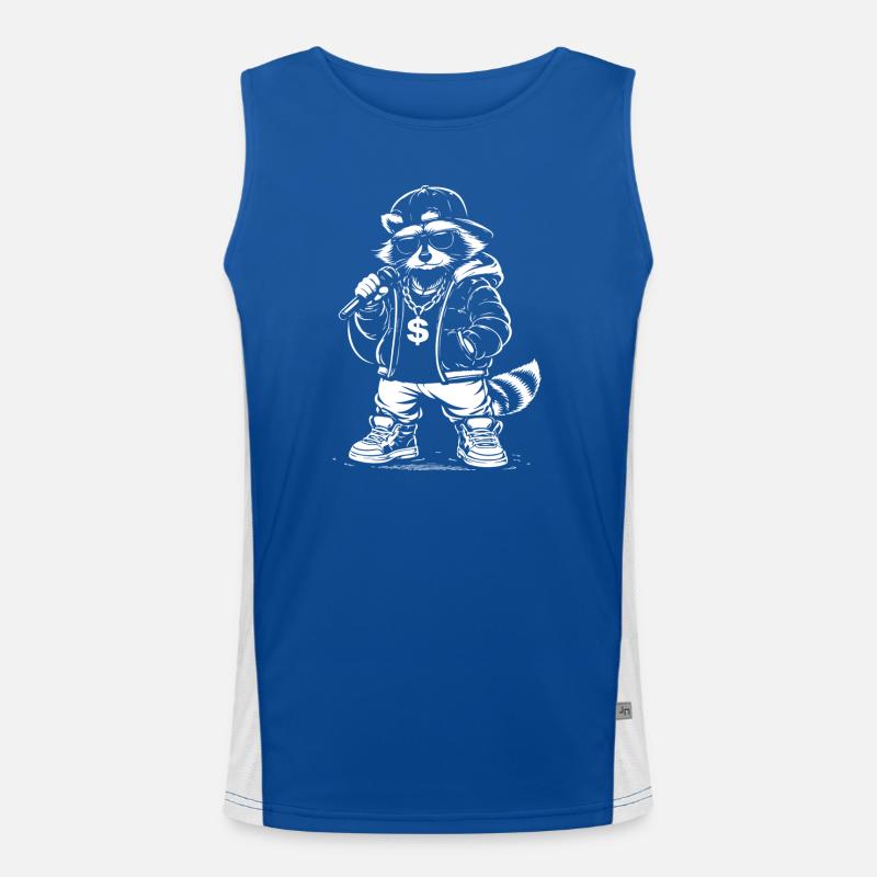 Rappender Waschbär mit Bling Funktionelles Kontrast-Tank Top für Männer 