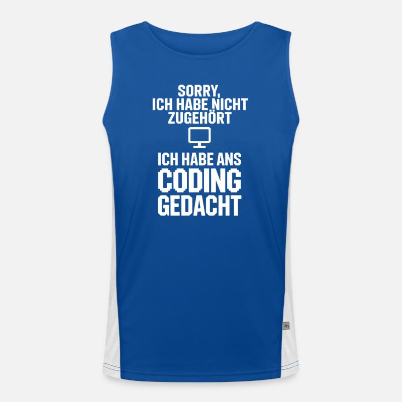 Entschuldigung Coding Kopf Funktionelles Kontrast-Tank Top für Männer 
