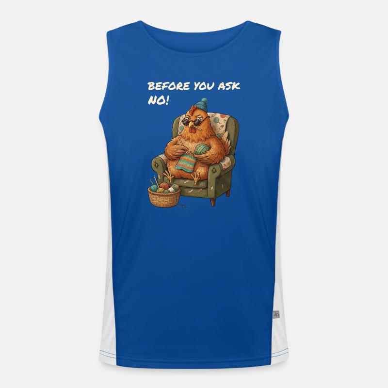 Lustiger Spruch Huhn Häkelt Funktionelles Kontrast-Tank Top für Männer 
