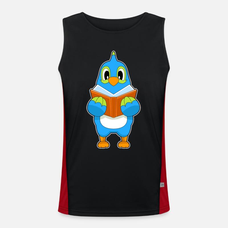 Parrot Reading Book - Men's Functional Contrast Tank Top  - black/red