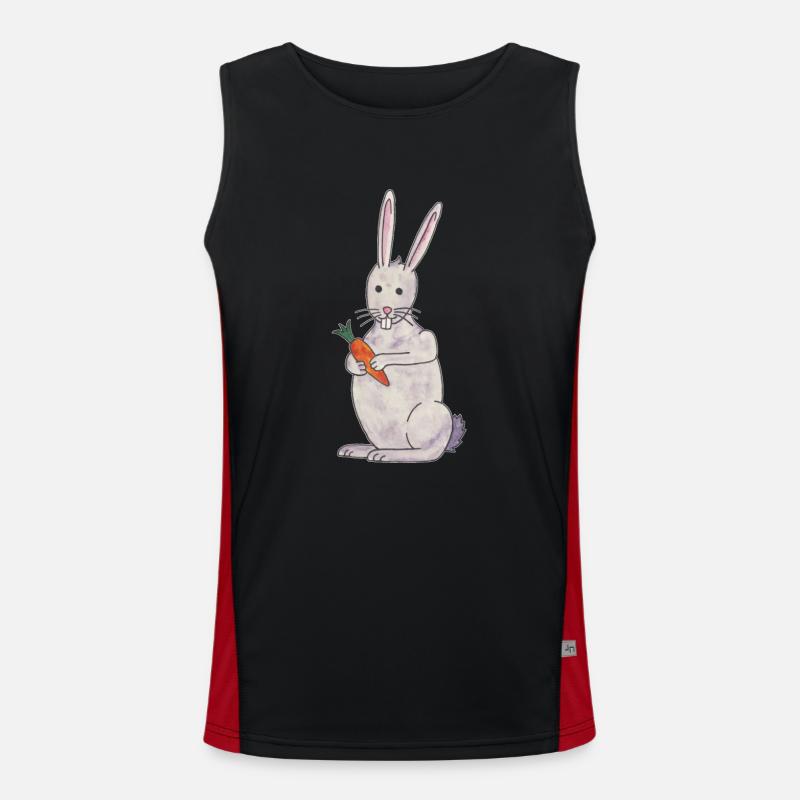 cute rabbit rabbit with carrot - Men's Functional Contrast Tank Top  - black/red
