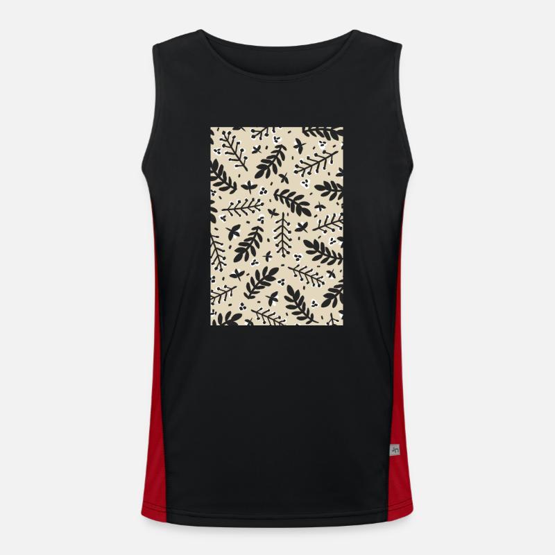 Floral Beige Pattern Funktionelles Kontrast-Tank Top für Männer 