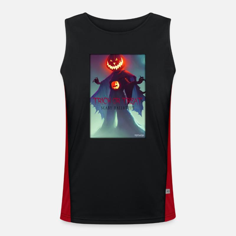 Halloween Kürbis Monster - Süßes oder Saures Funktionelles Kontrast-Tank Top für Männer 