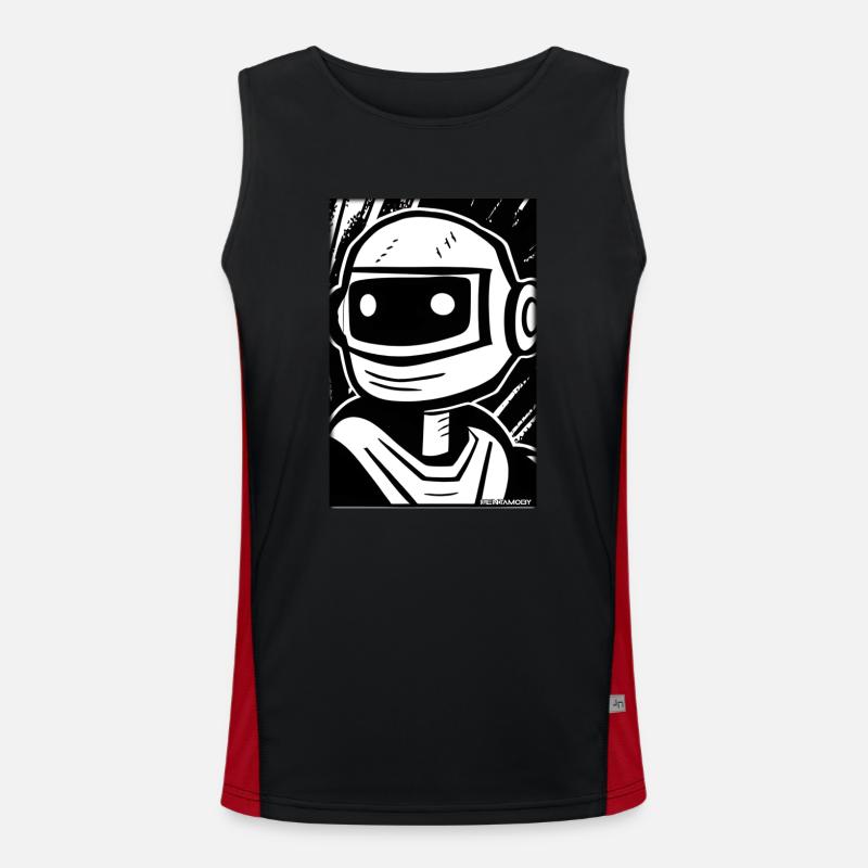 Roboter Comic Zukunft Cyborg Maschine Technik Funktionelles Kontrast-Tank Top für Männer 