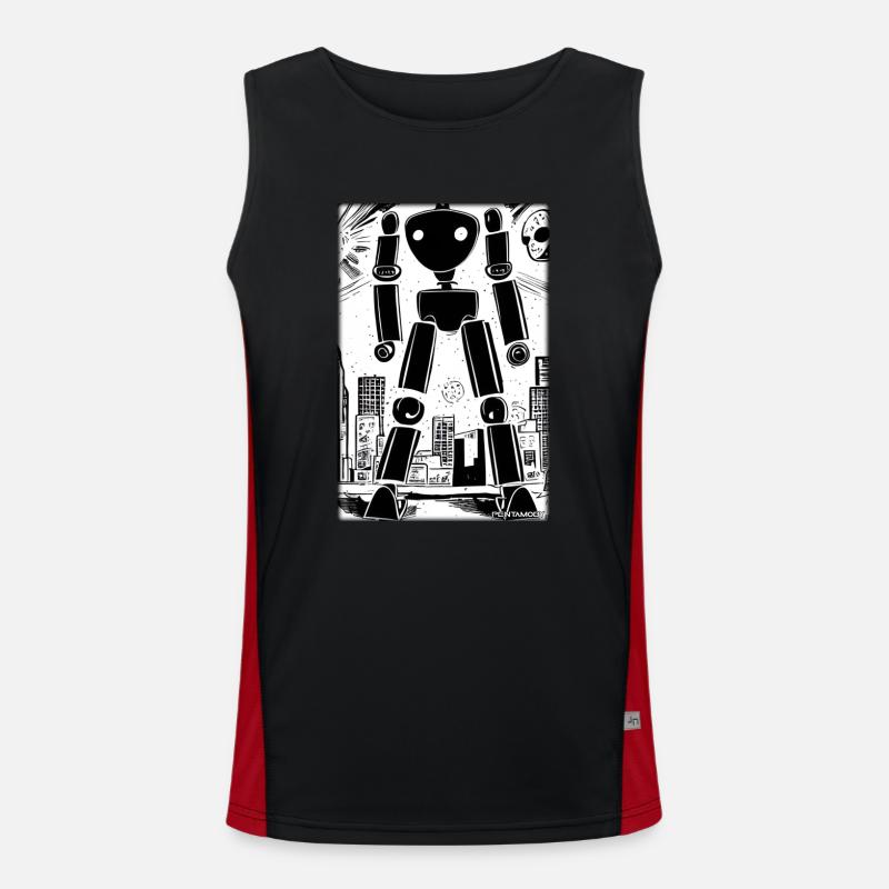 Robot Comic Future Cyborg Machine Technology Débardeur respirant contrasté Homme 