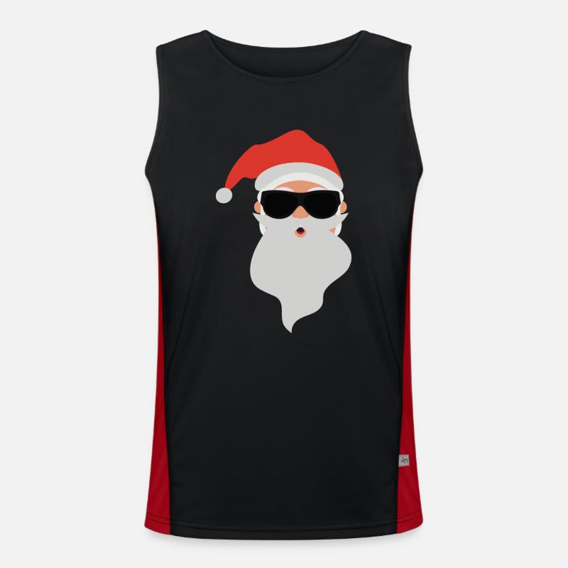 Moderner Weihnachtsmann trägt dunkle Brille Funktionelles Kontrast-Tank Top für Männer 