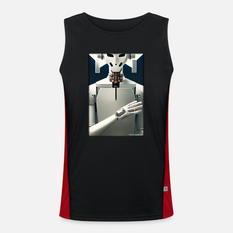 Robot Future Technology Science Android - Men's Functional Contrast Tank Top  - black/red
